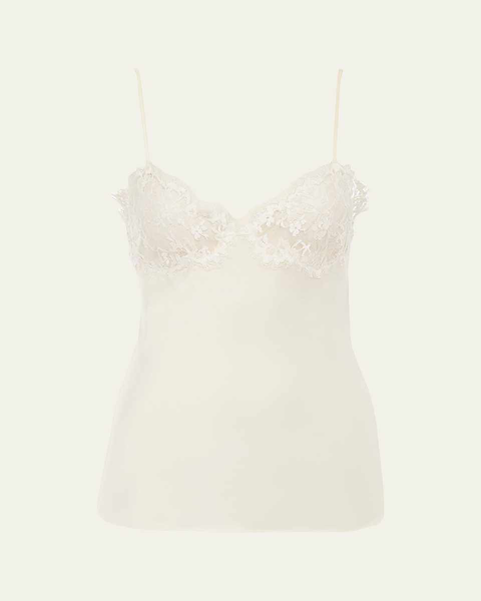 Lace-Trim Silk Cami Top